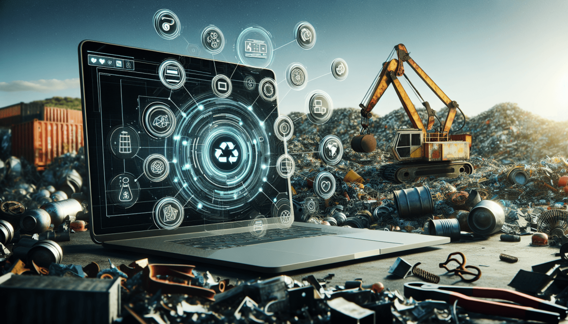 Scrap trader using digital tools on a laptop