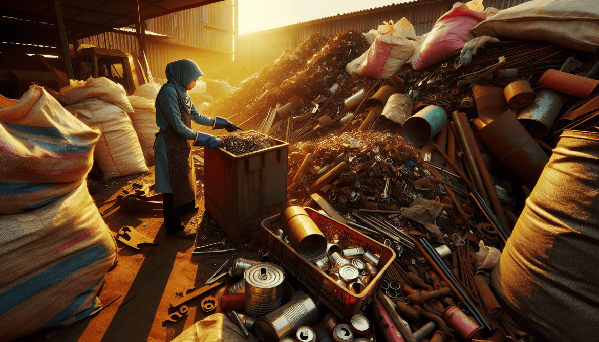 Piles of scrap metal ready for recycling.