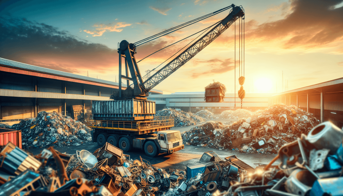 Scrap metal recycling process and pricing illustration.