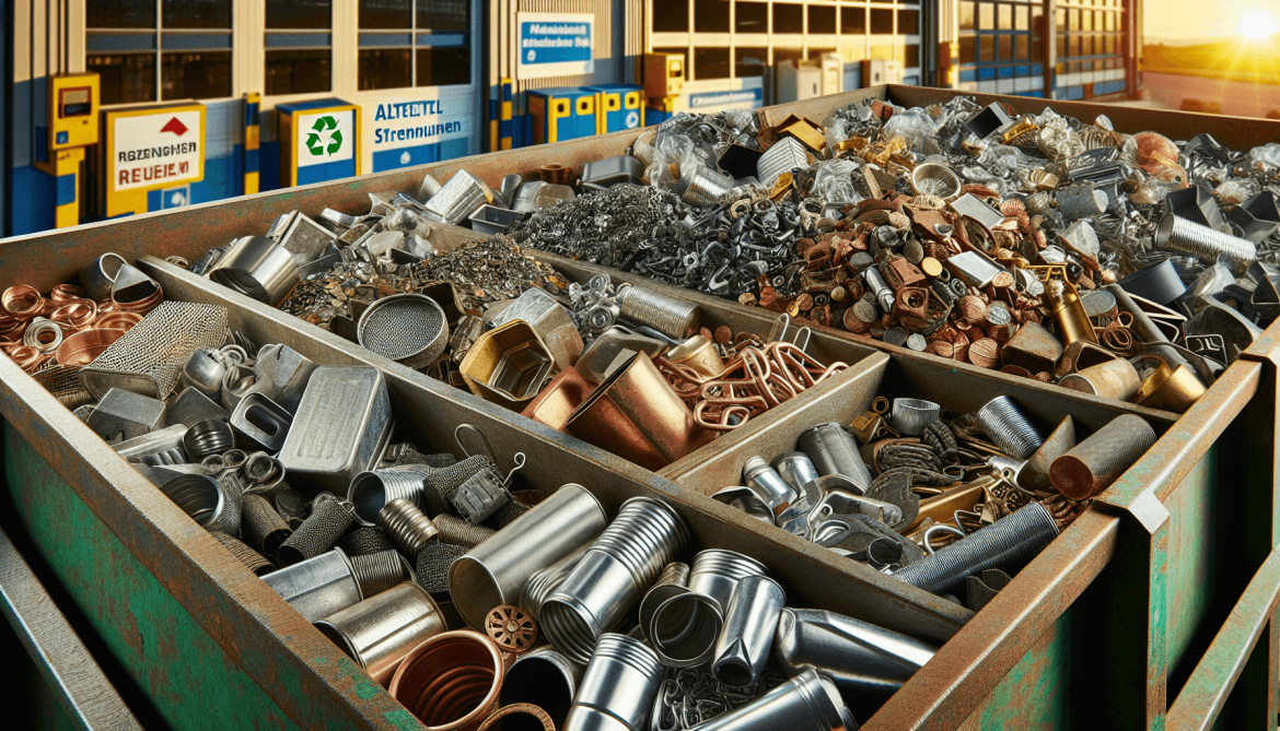 Various metal scraps sorted for recycling.